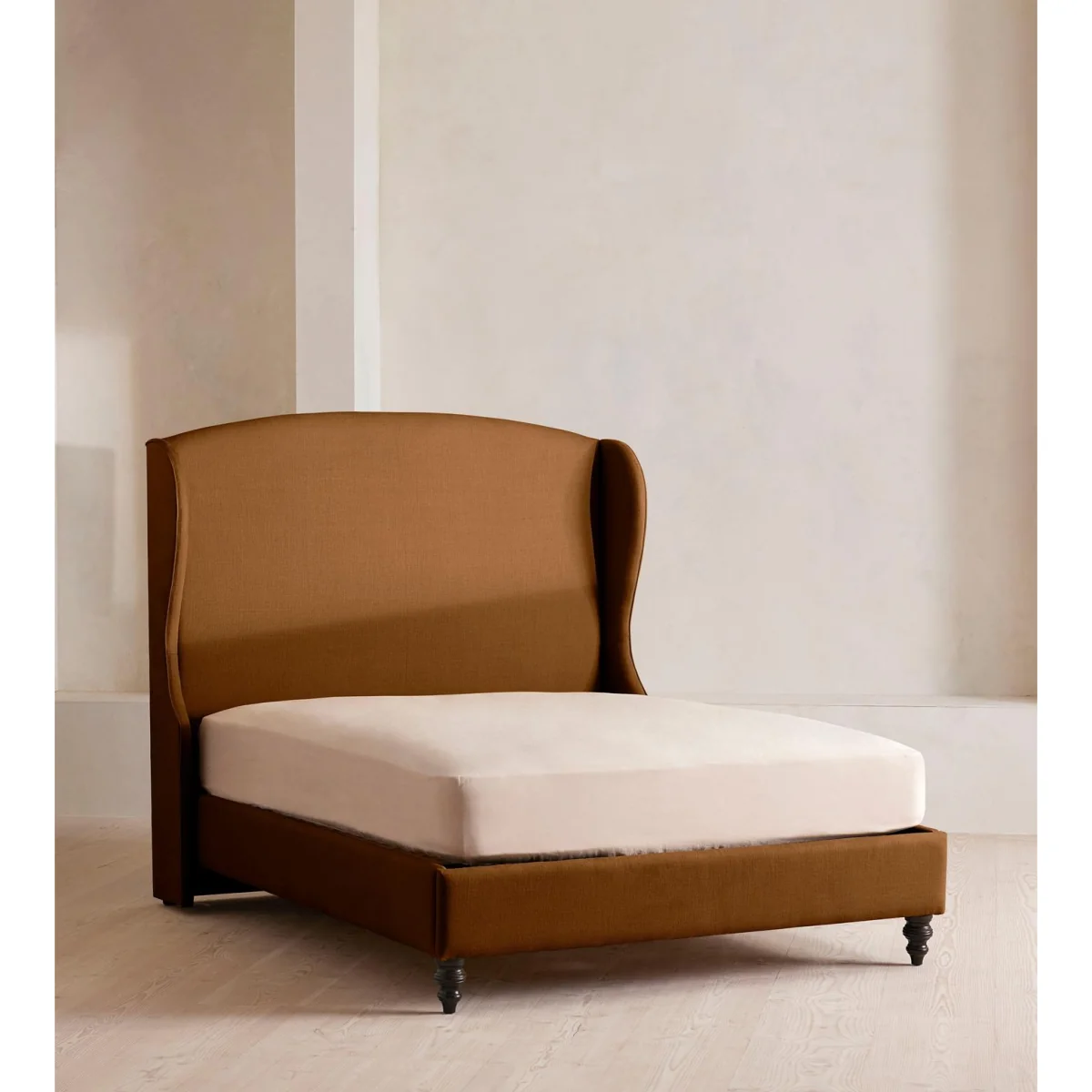 Rivas Bed, Double, Linen, Terracotta, UK – image 2