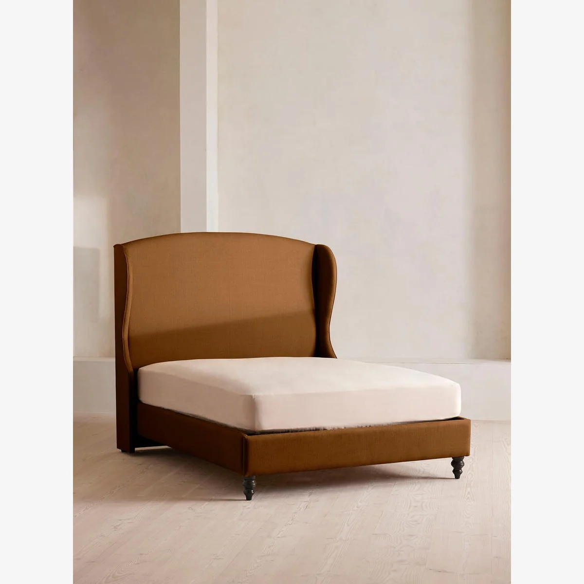 Rivas Bed, Double, Linen, Terracotta, UK – image 1