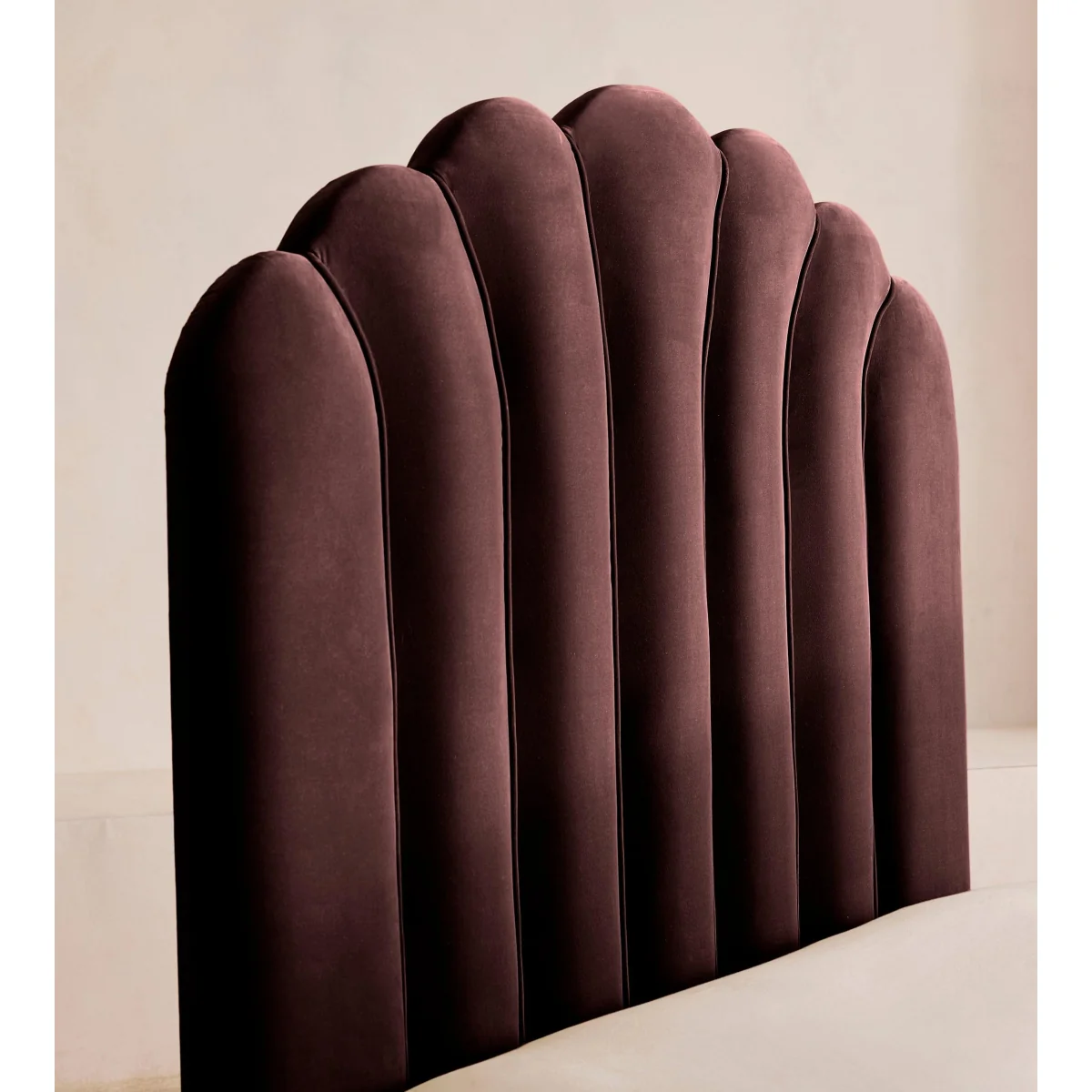 Manette Bed, Double, Velvet, Aubergine, UK – image 4