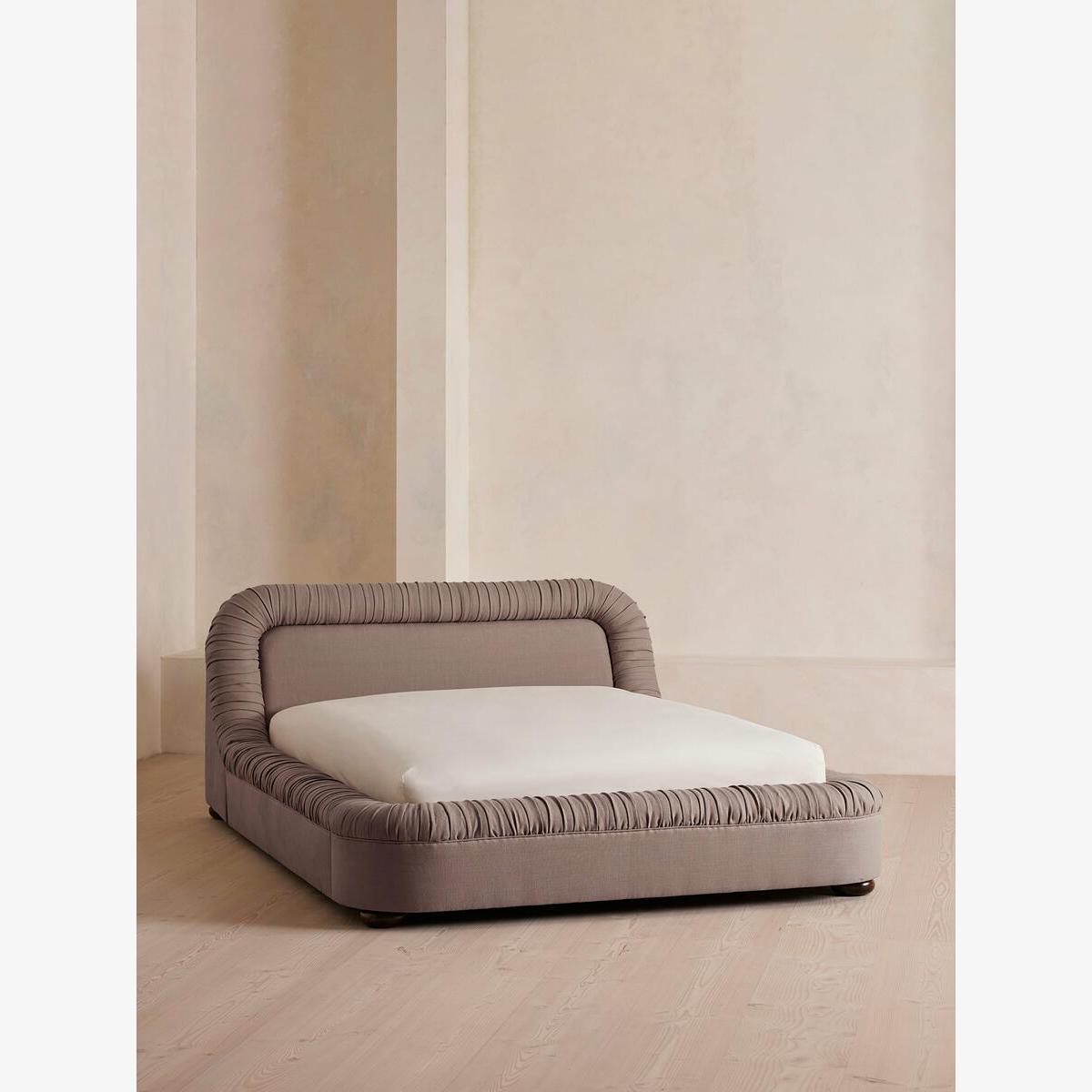 Vara Bed, King, Linen, Mushroom, US