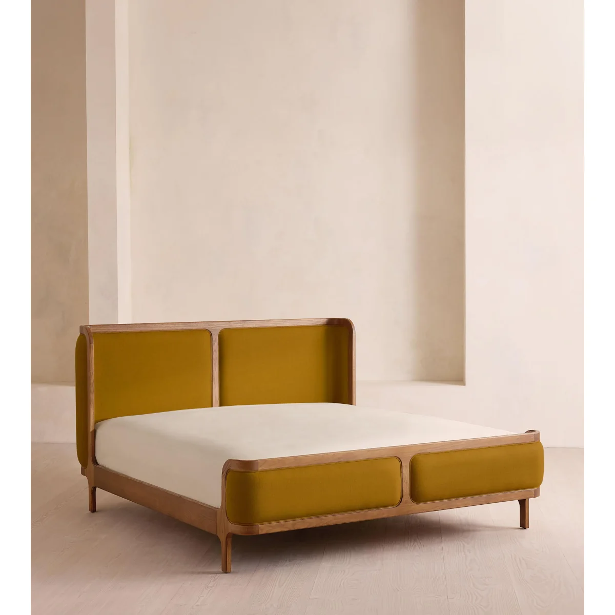 Belsa Bed, Light Wood, Super King, Linen, Turmeric, UK – image 2