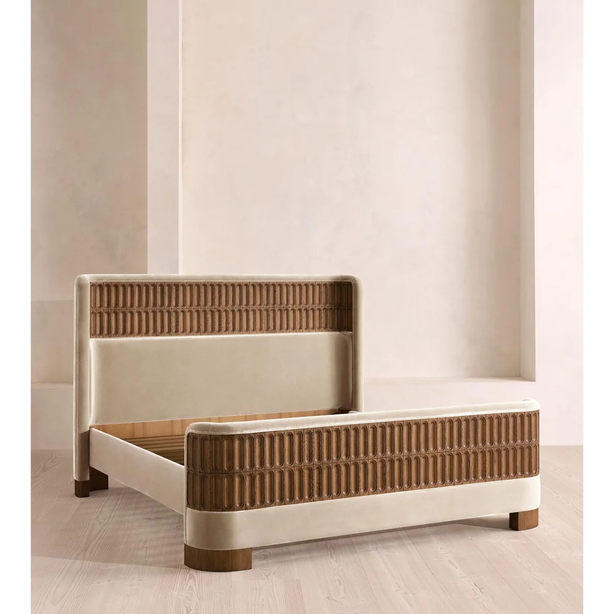 Devon Bed, King, Velvet, Oyster, UK – image 3