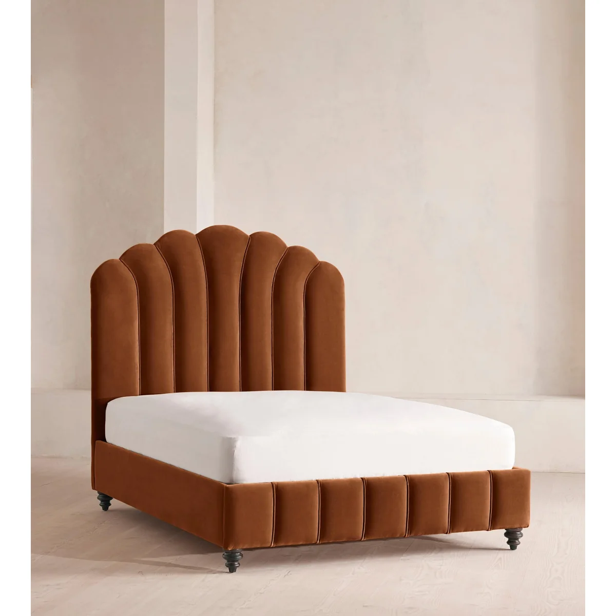 Manette Bed, Double, Velvet, Cinnamon, UK – image 2