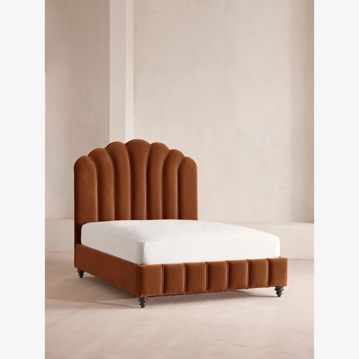 Manette Bed, Double, Velvet, Cinnamon, UK – image 1