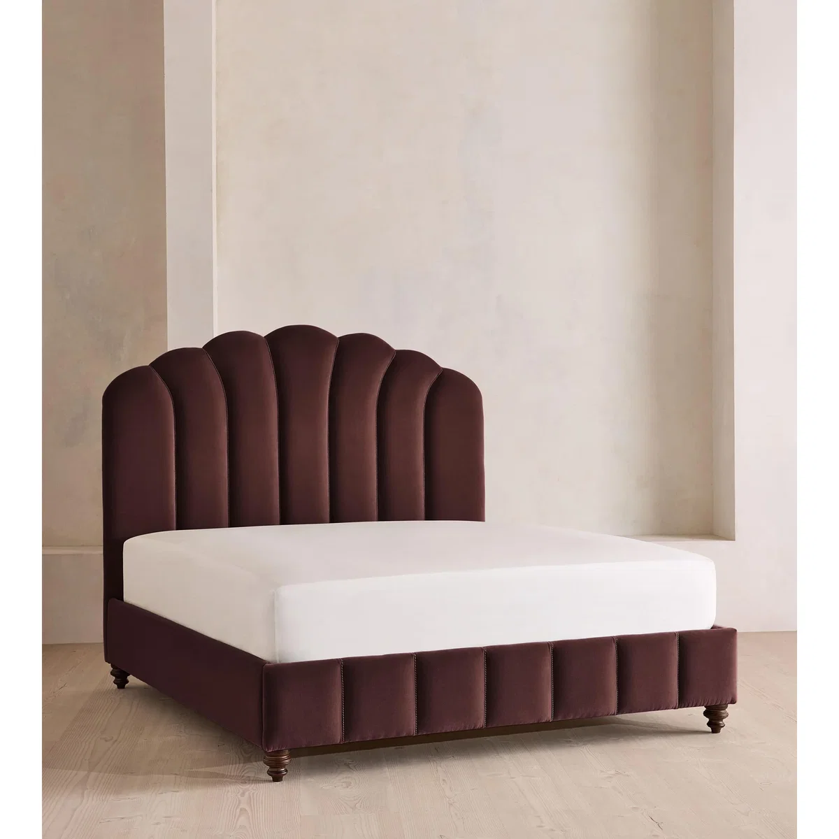 Manette Bed, with Twisted Cord, King, Velvet, Aubergine, UK – image 2