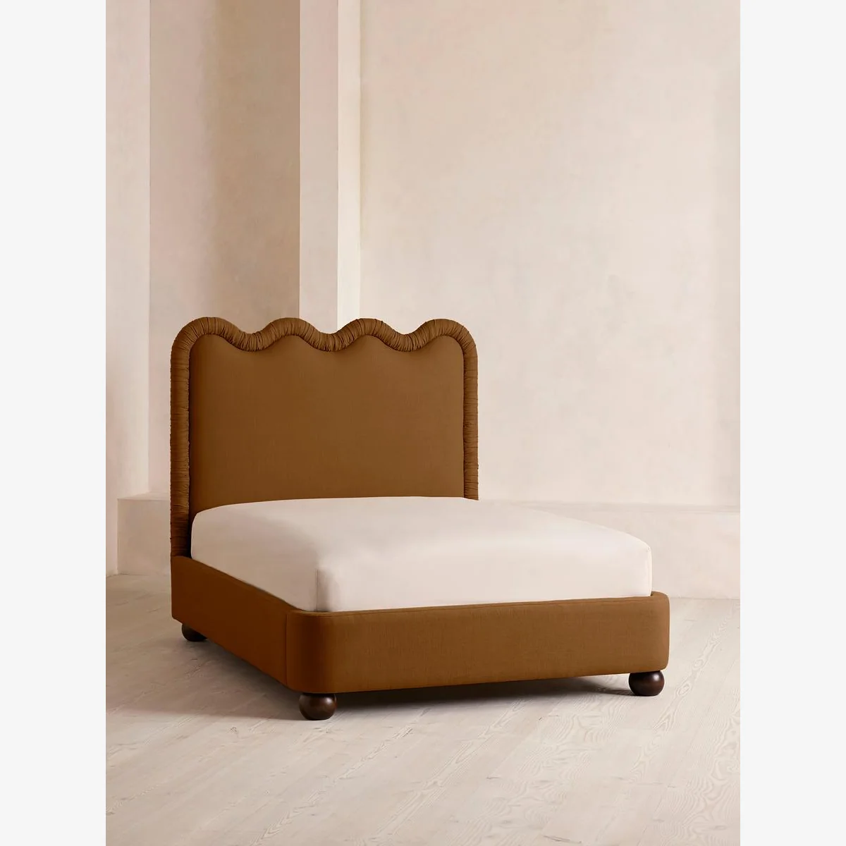 Tristan Bed, Super King, Linen, Terracotta, UK – image 1