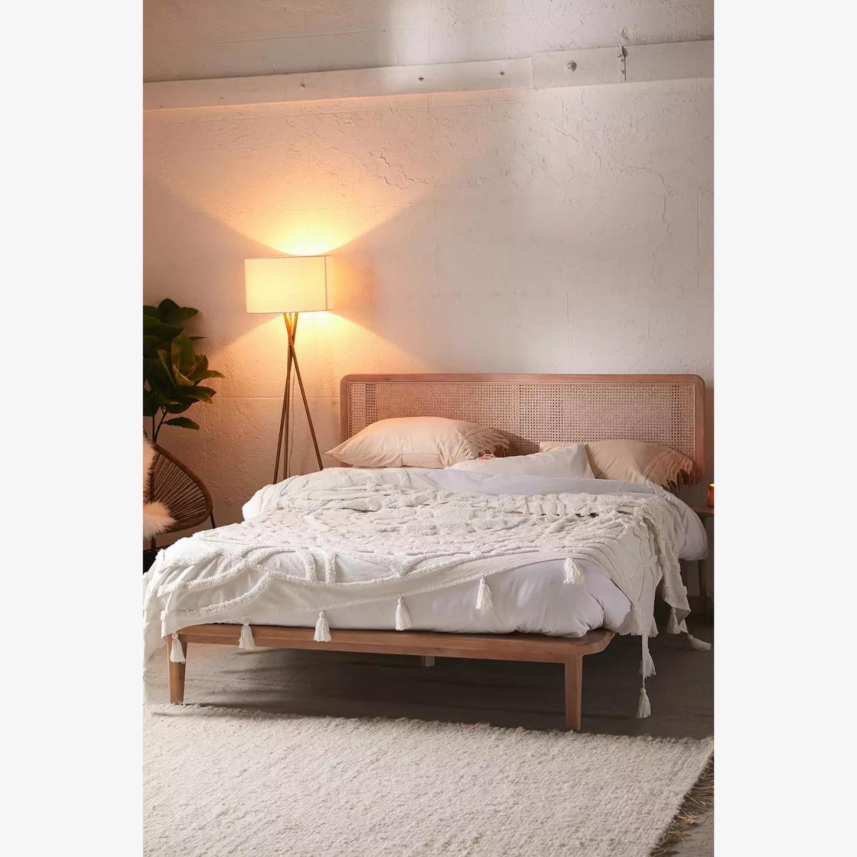 Marte Rattan White King Bed - White KING at Urban Outfitters – image 1
