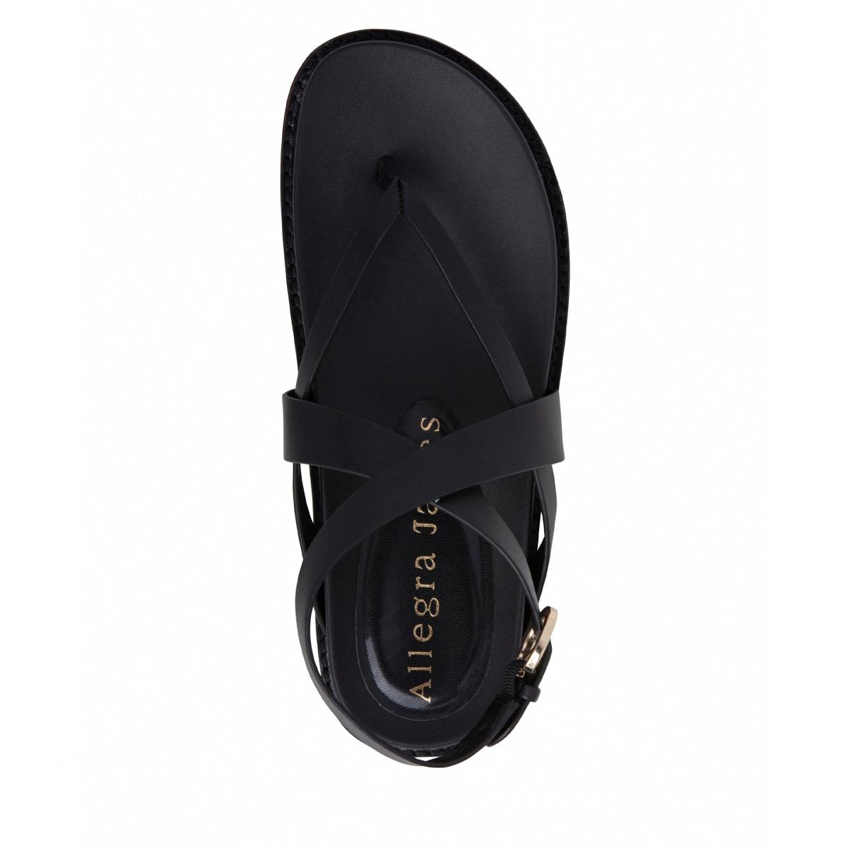Women's Elsie Black Flat Leather Foot Bed Sandal | 8 Uk | Allegra James – image 6