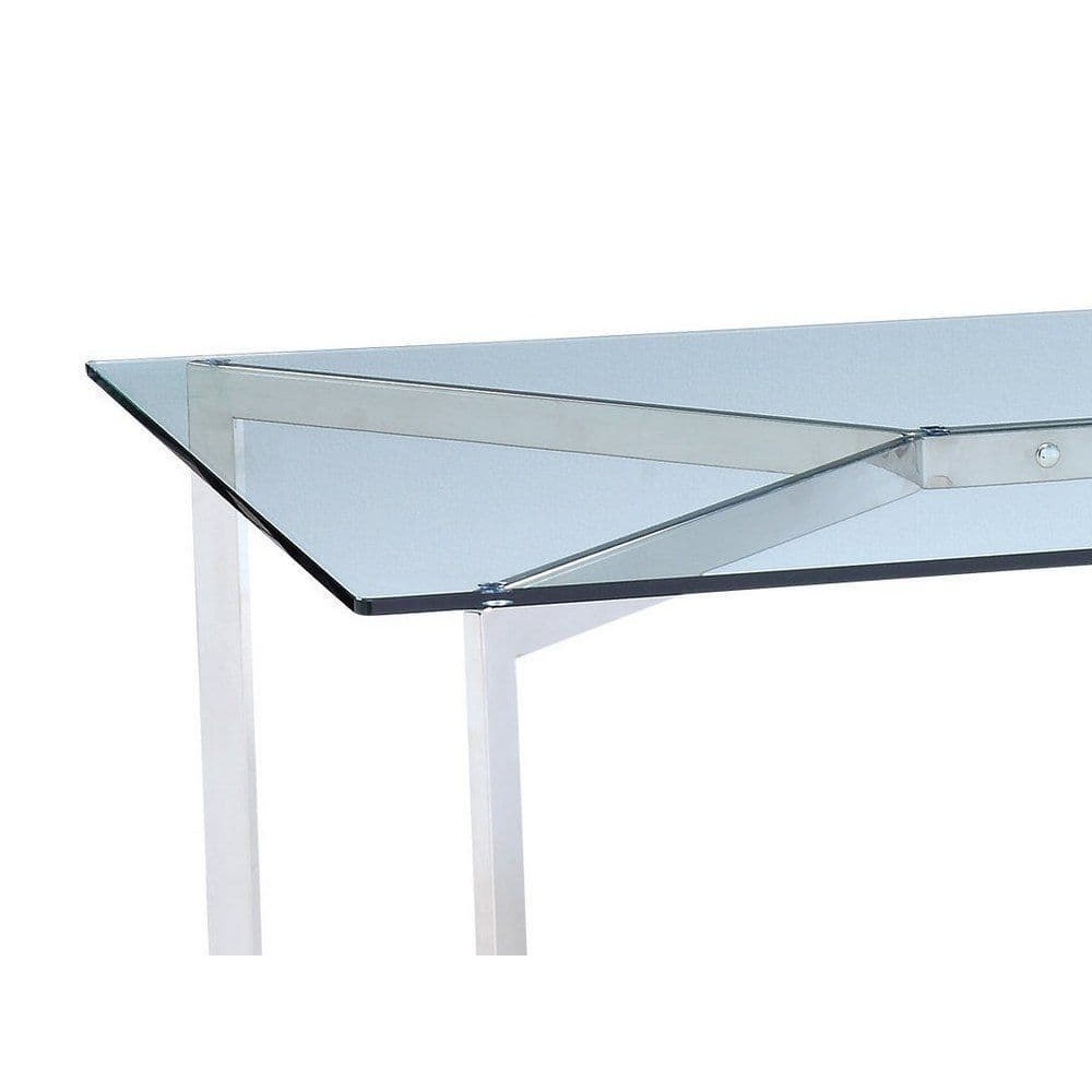Shefford Stainless Steel and Glass Dining Table – image 2