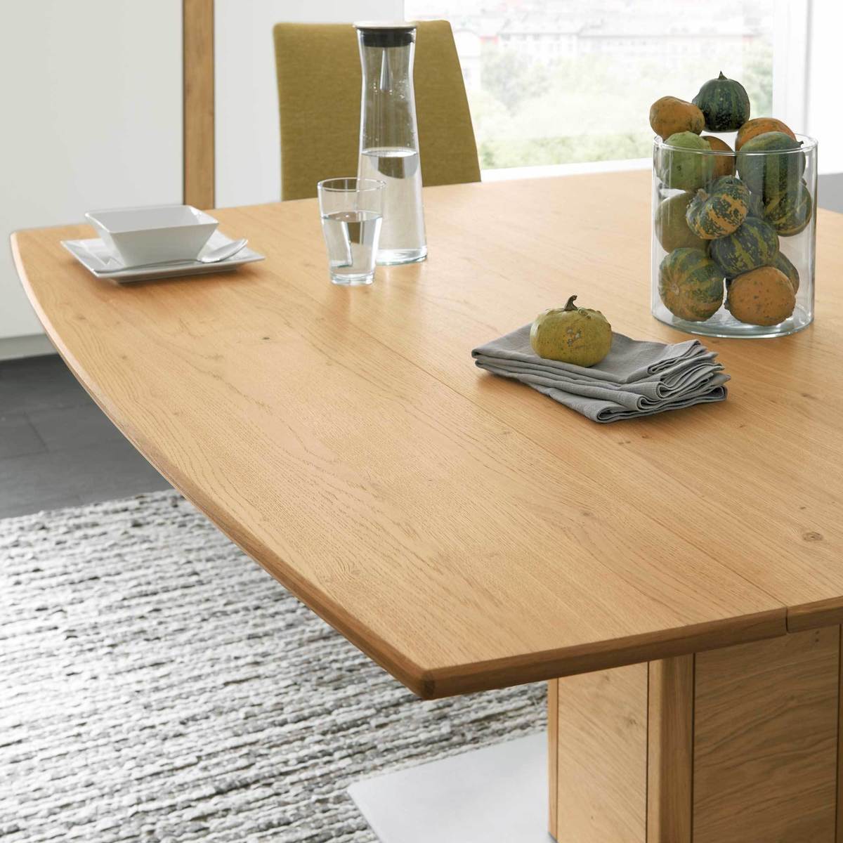 Pagoda Rectangle to Square Extending Dining Table, Santana Light Oak – image 3