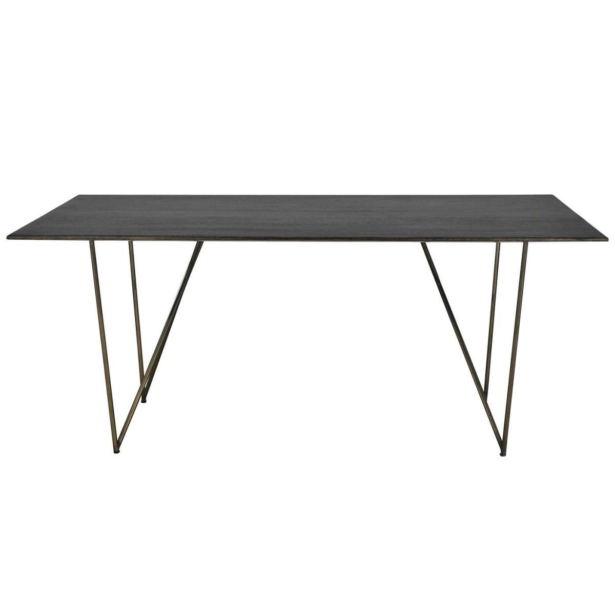 Facet Dining Table, Dark Mango Wood and Brass – image 2