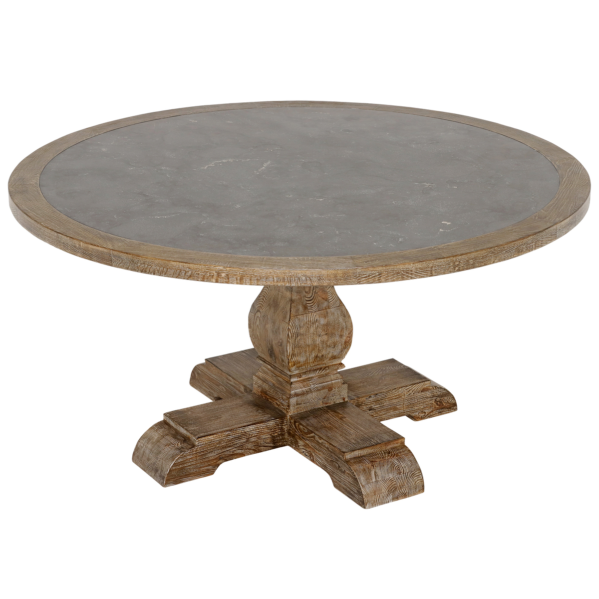 Woolton 152cm Round Dining Table, Mid Burnt Oak and Bluestone – image 3
