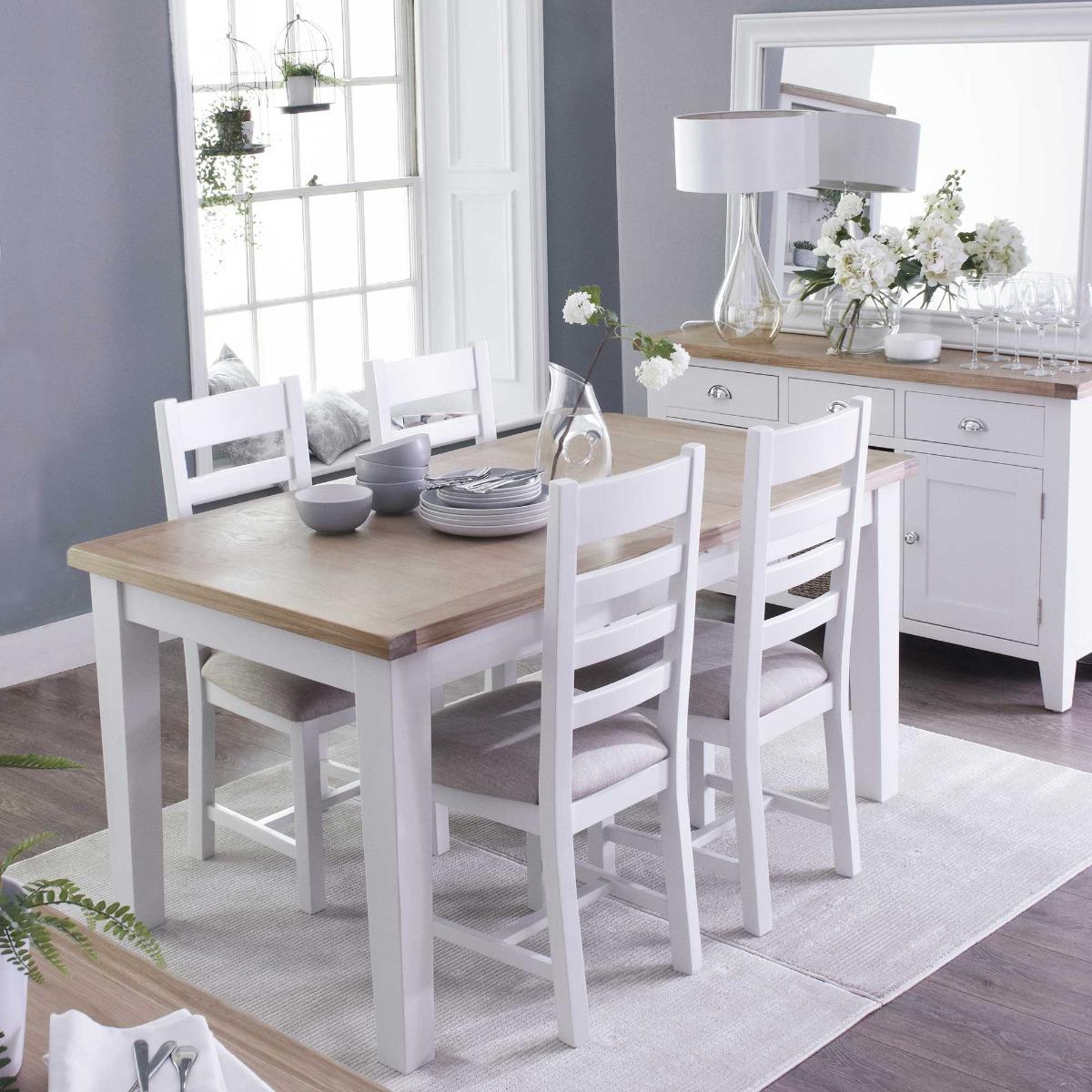 Althorp Extending Dining Table & 4 Cross Back Dining Chairs, White Wood | Barker & Stonehouse – image 3