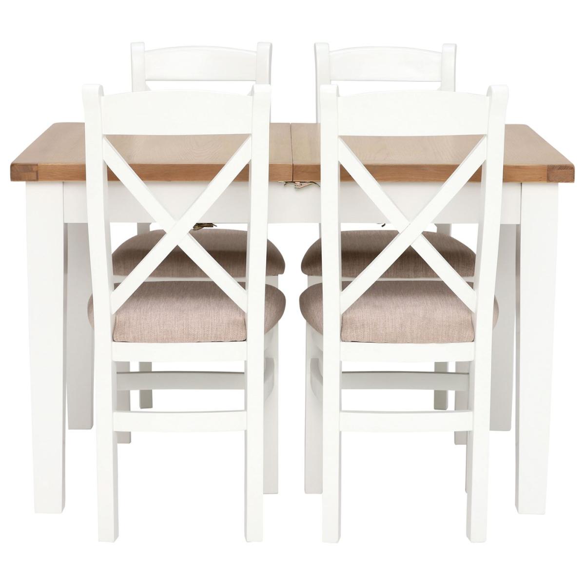 Althorp Extending Dining Table & 4 Cross Back Dining Chairs, White Wood | Barker & Stonehouse – image 5