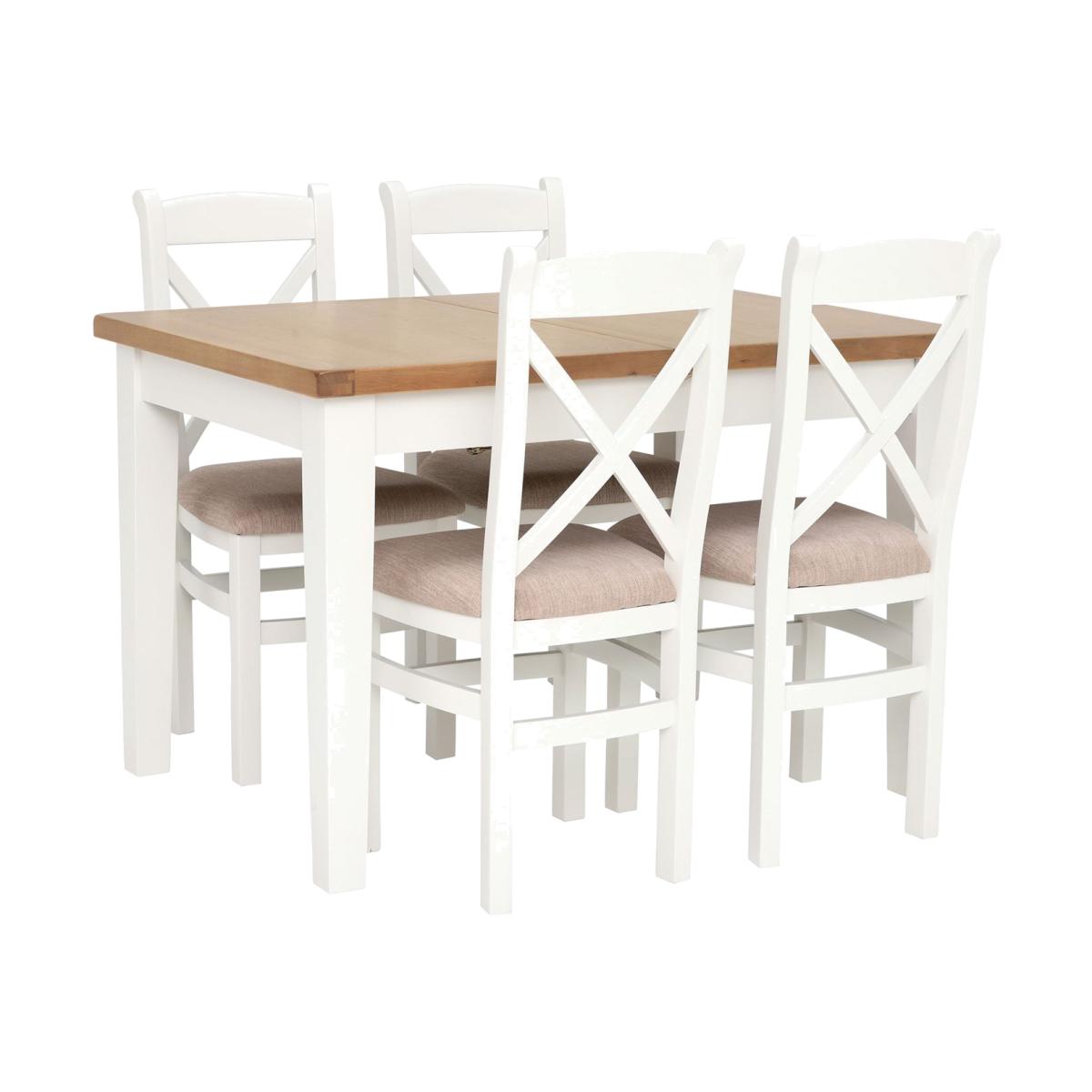 Althorp Extending Dining Table & 4 Cross Back Dining Chairs, White Wood | Barker & Stonehouse – image 1