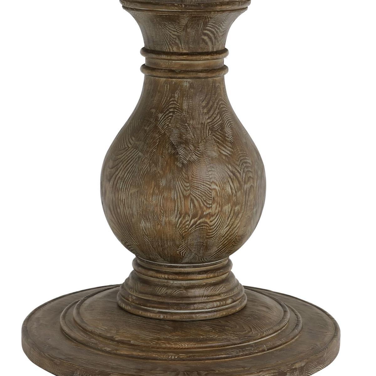Woolton Round Dining Table, White Marble and Mid Burnt Oak – image 4