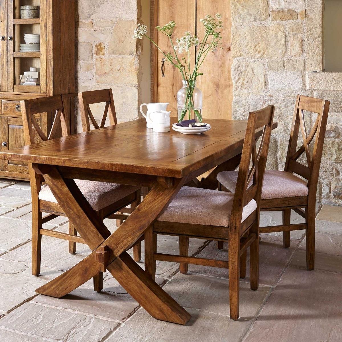New Frontier Mango Wood X Leg Extending Dining Table & 4 Chairs | Barker & Stonehouse – image 2