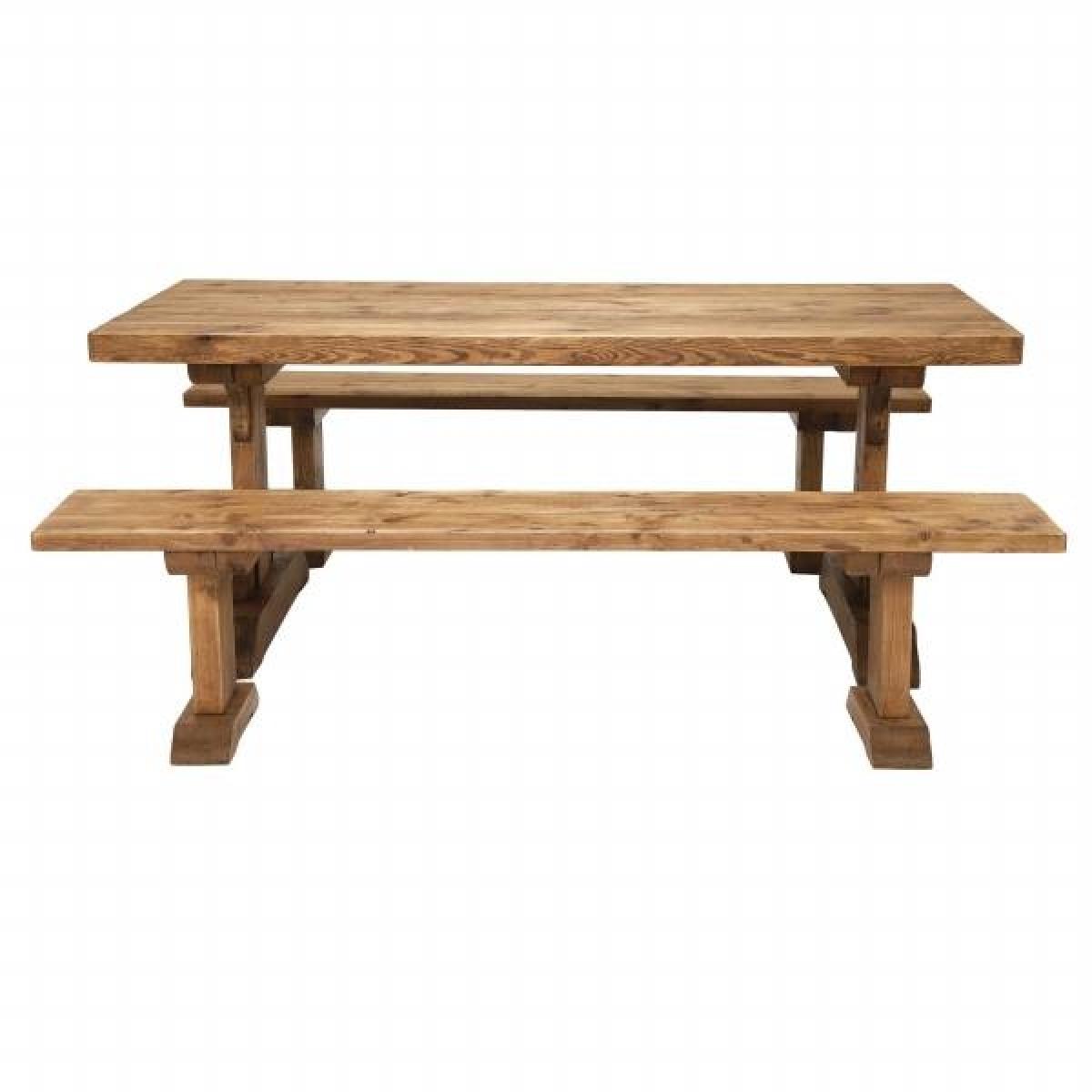 Newsham Dining Table & 2 Benches, Brown Wood | Barker & Stonehouse – image 2