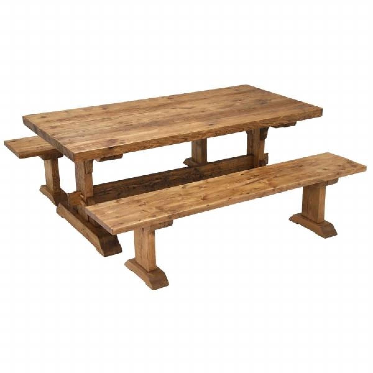 Newsham Dining Table & 2 Benches, Brown Wood | Barker & Stonehouse – image 3