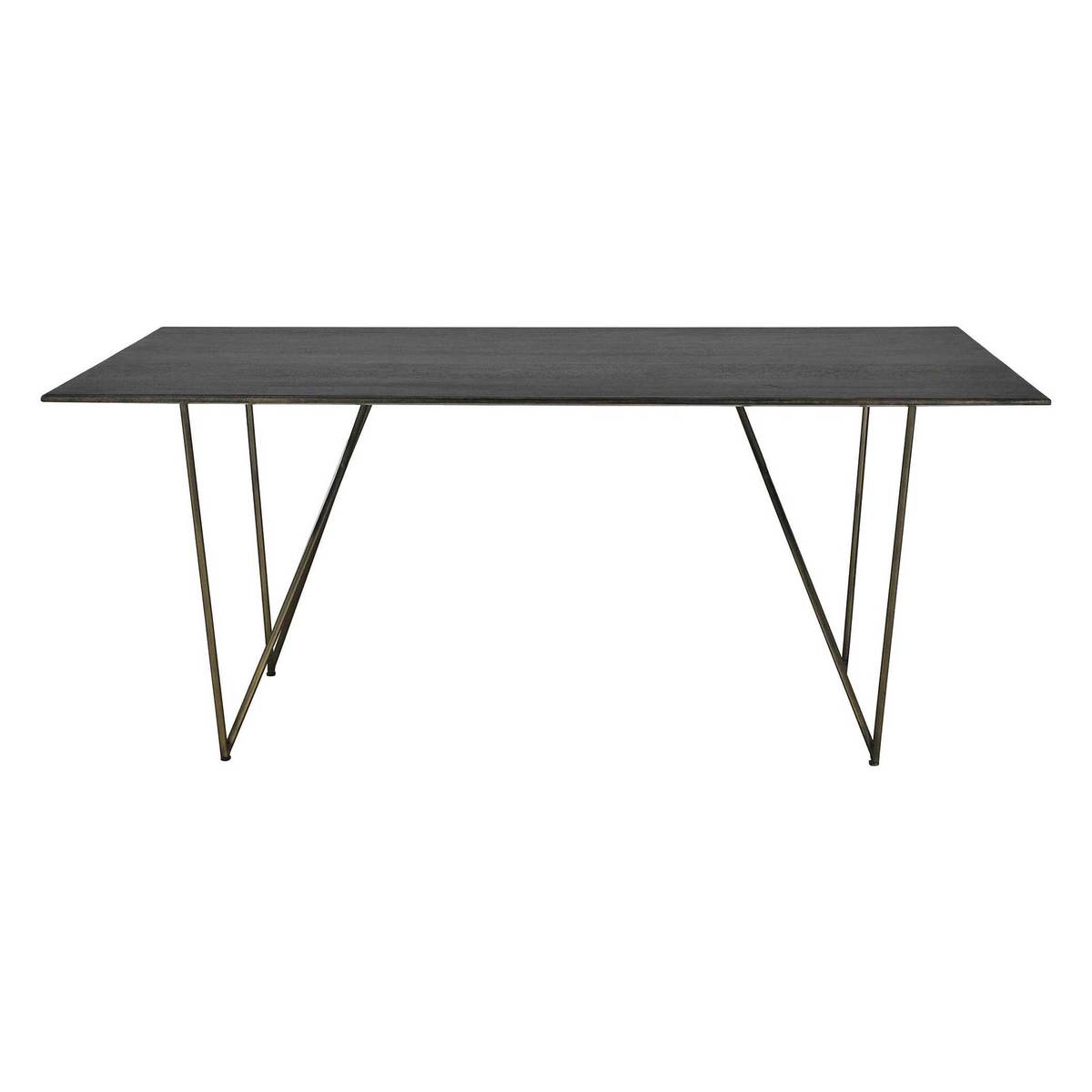 Facet Dining Table, Dark Mango Wood and Brass – image 2
