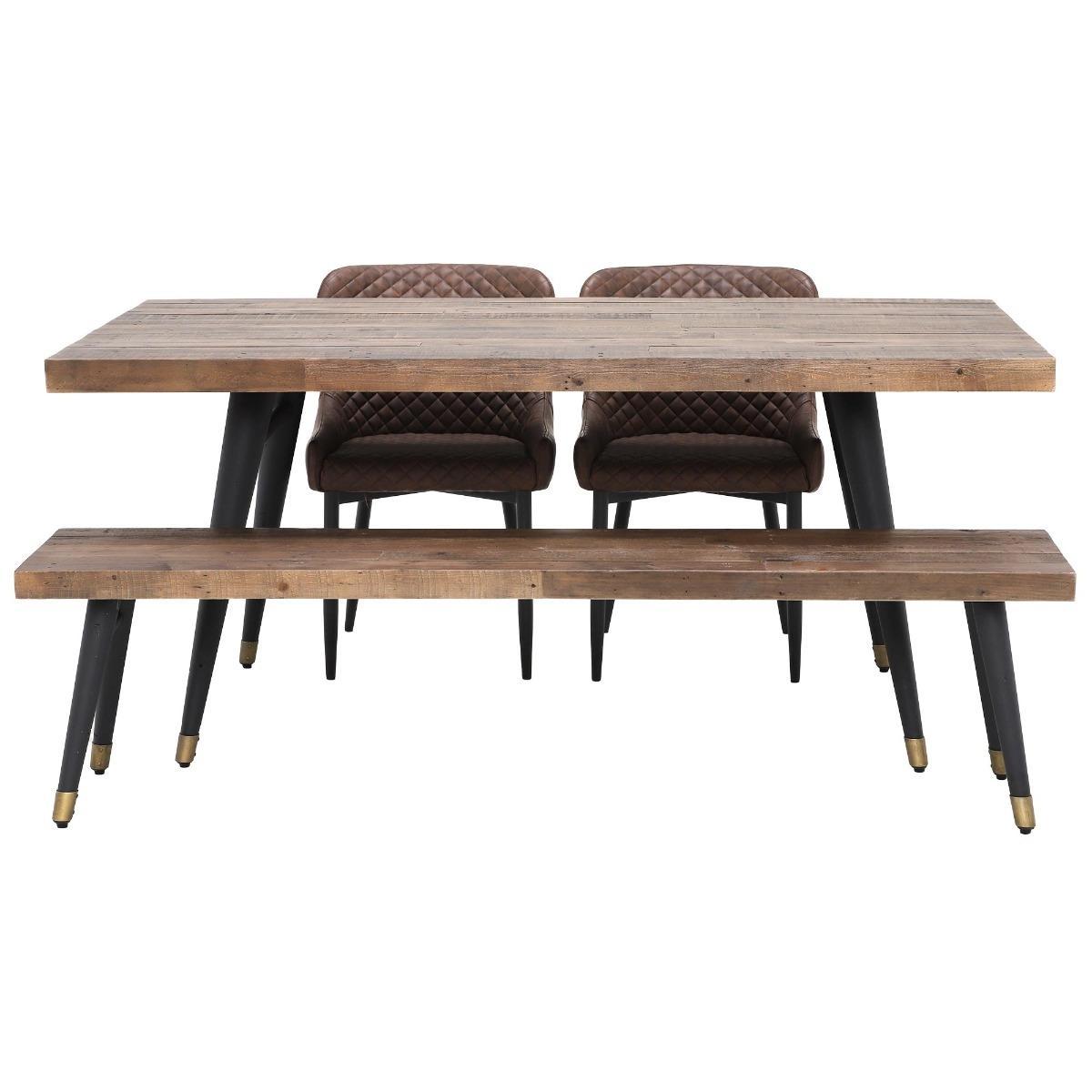 Modi Wooden Dining Table, Dining Bench &amp; 2 x Brown Faux Leather Dining Chairs - Barker &amp; Stonehouse – image 4