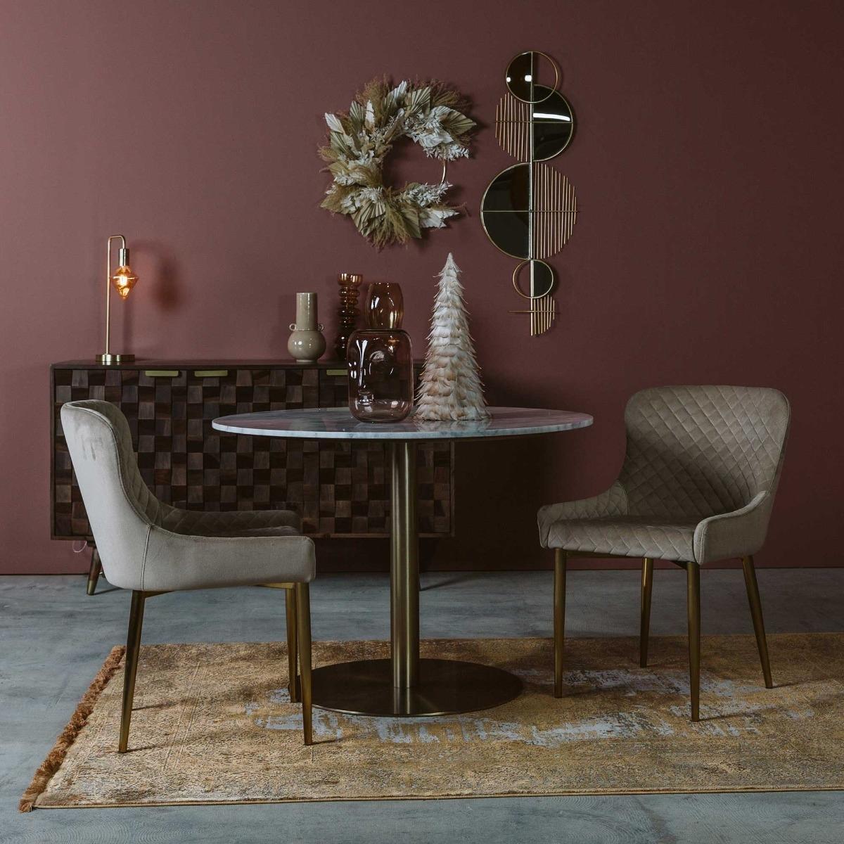 Apollo Dining Table, White Marble and Brushed Brass – image 2