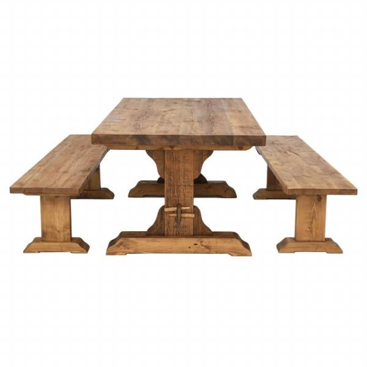 Covington Dining Table & 2 Benches, Brown Wood | Barker & Stonehouse – image 5