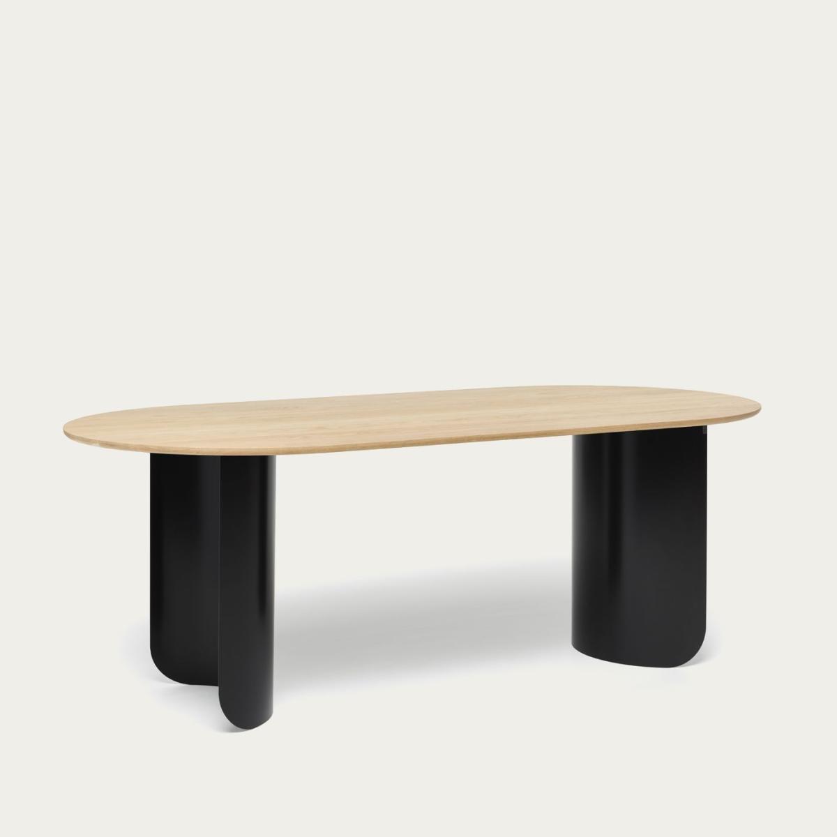 Black Plateau Dining Table Oval - Oak Top