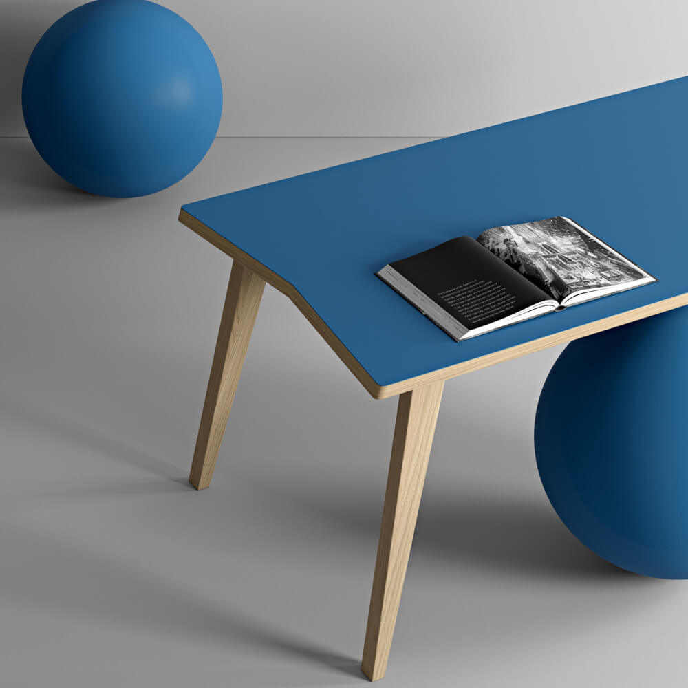 Oak/Blue Arrow Dining Table – image 6