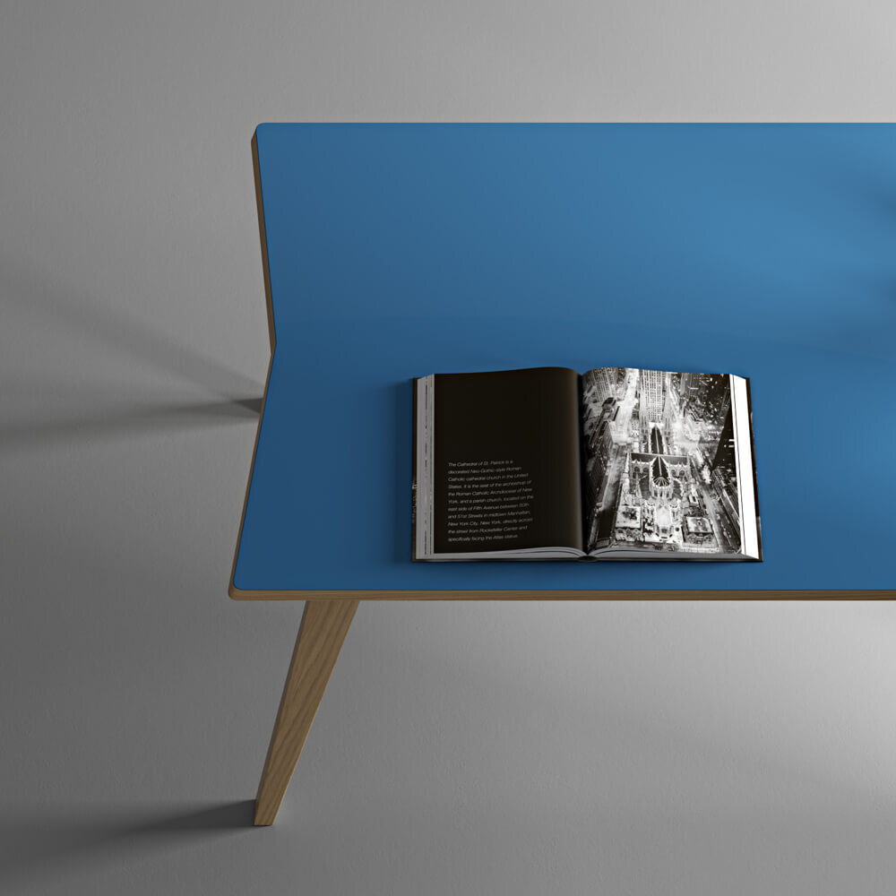 Oak/Blue Arrow Dining Table – image 8
