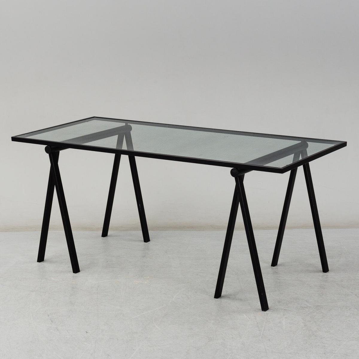Glass Top Trestle Table – image 2