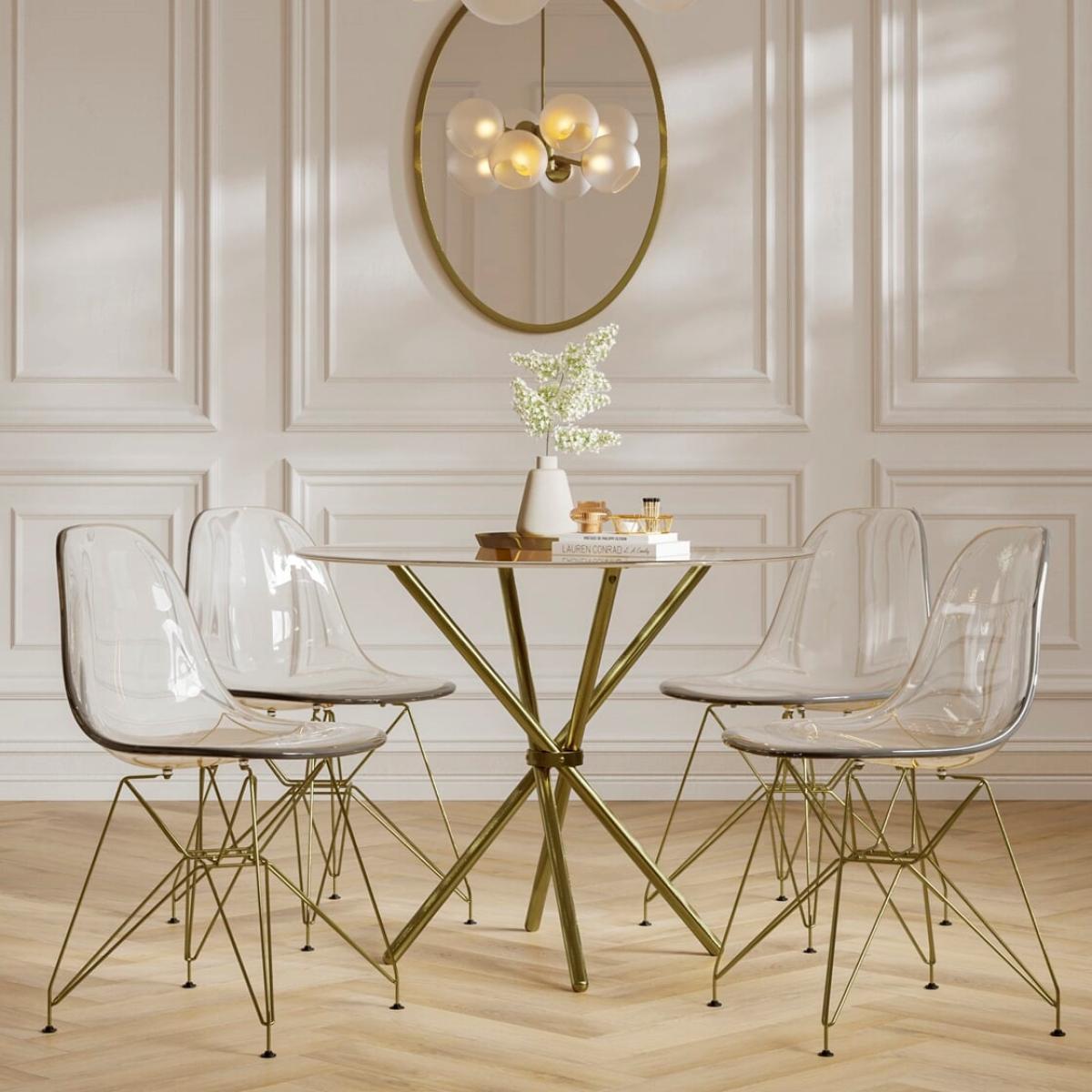 LPD Casa Clear Top / Gold Legs Dining Table – image 2