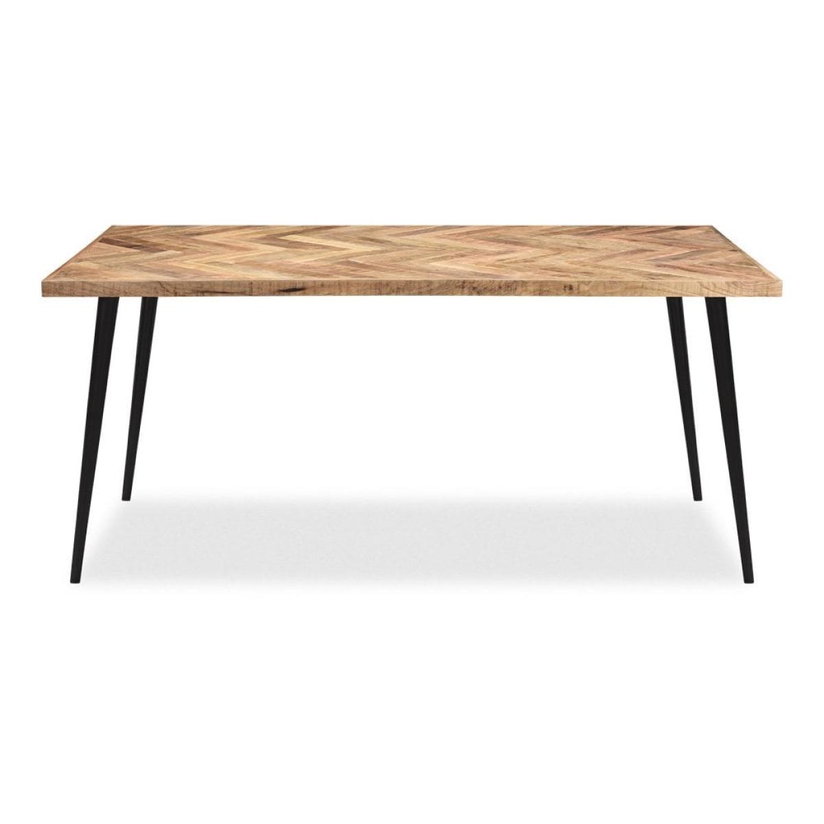 Conner 6 Seat Herringbone Dining Table Set, Light Mango Wood – image 3
