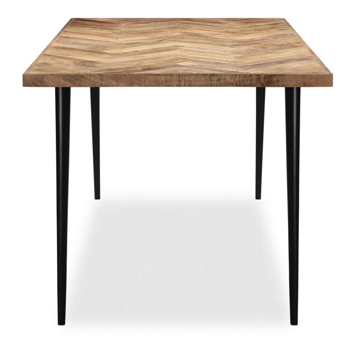 Conner 6 Seat Herringbone Dining Table Set, Light Mango Wood – image 4