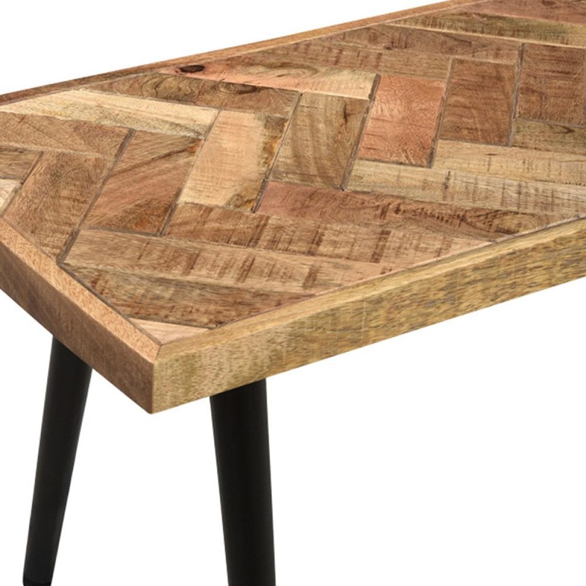 Conner 6 Seat Herringbone Dining Table Set, Light Mango Wood – image 6