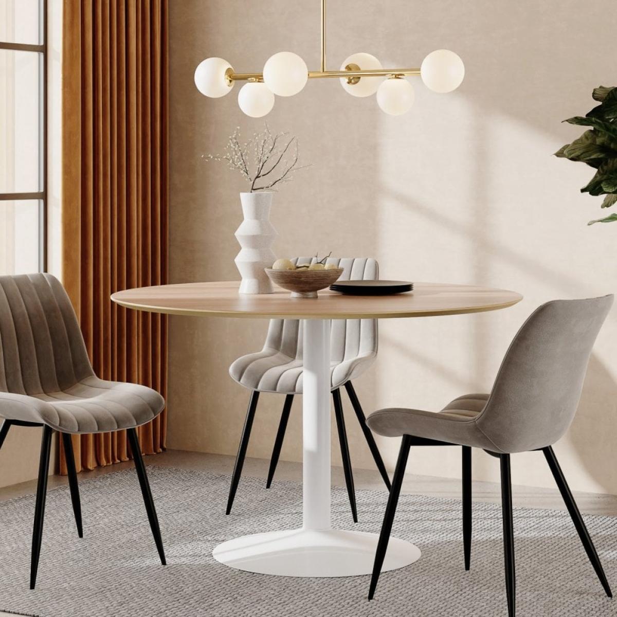 Ibiza 4 Seat Round Dining Table, Oak & White – image 2