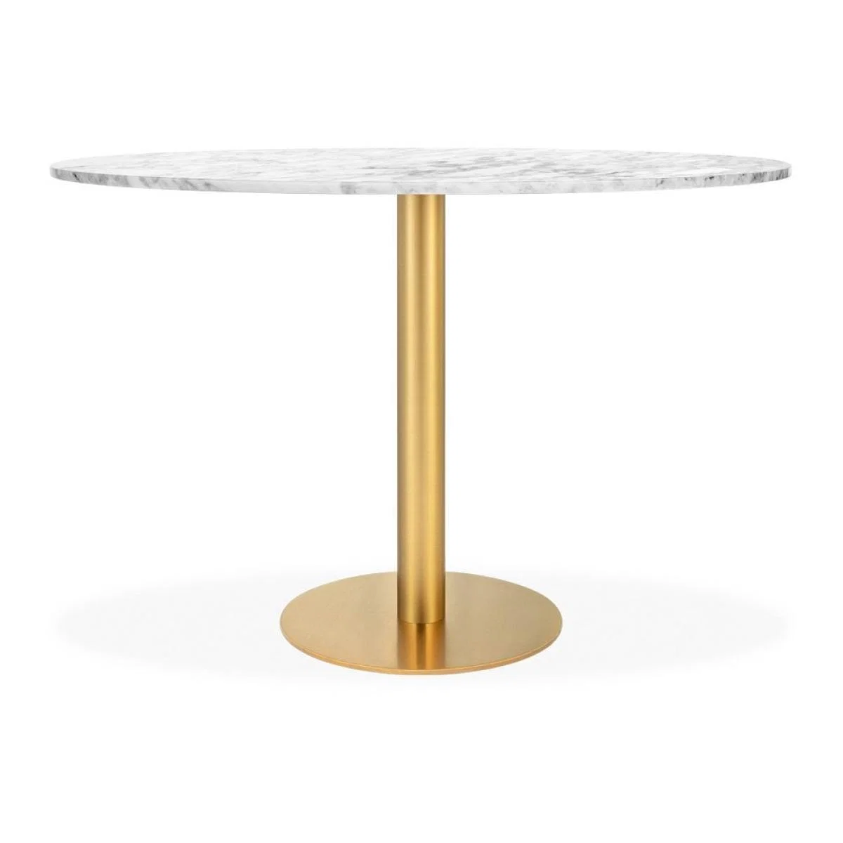 Kingsbury 4 Seat Round Dining Table, White Marble & Brass Size: 120cm – image 3