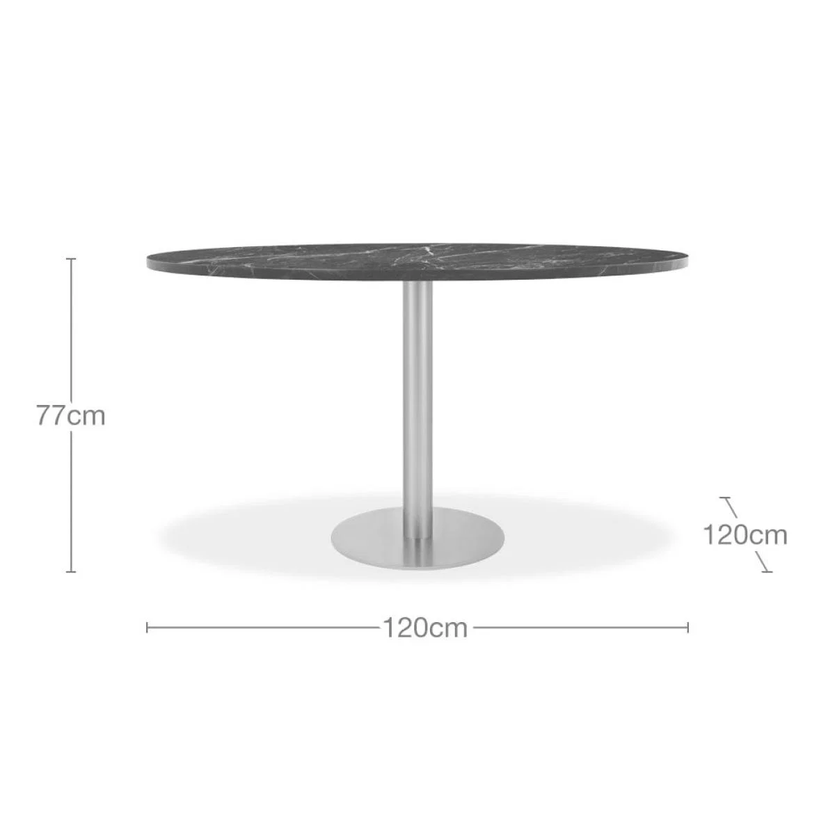 Kingsbury 4 Seat Round Dining Table, White Marble & Brass Size: 120cm – image 4
