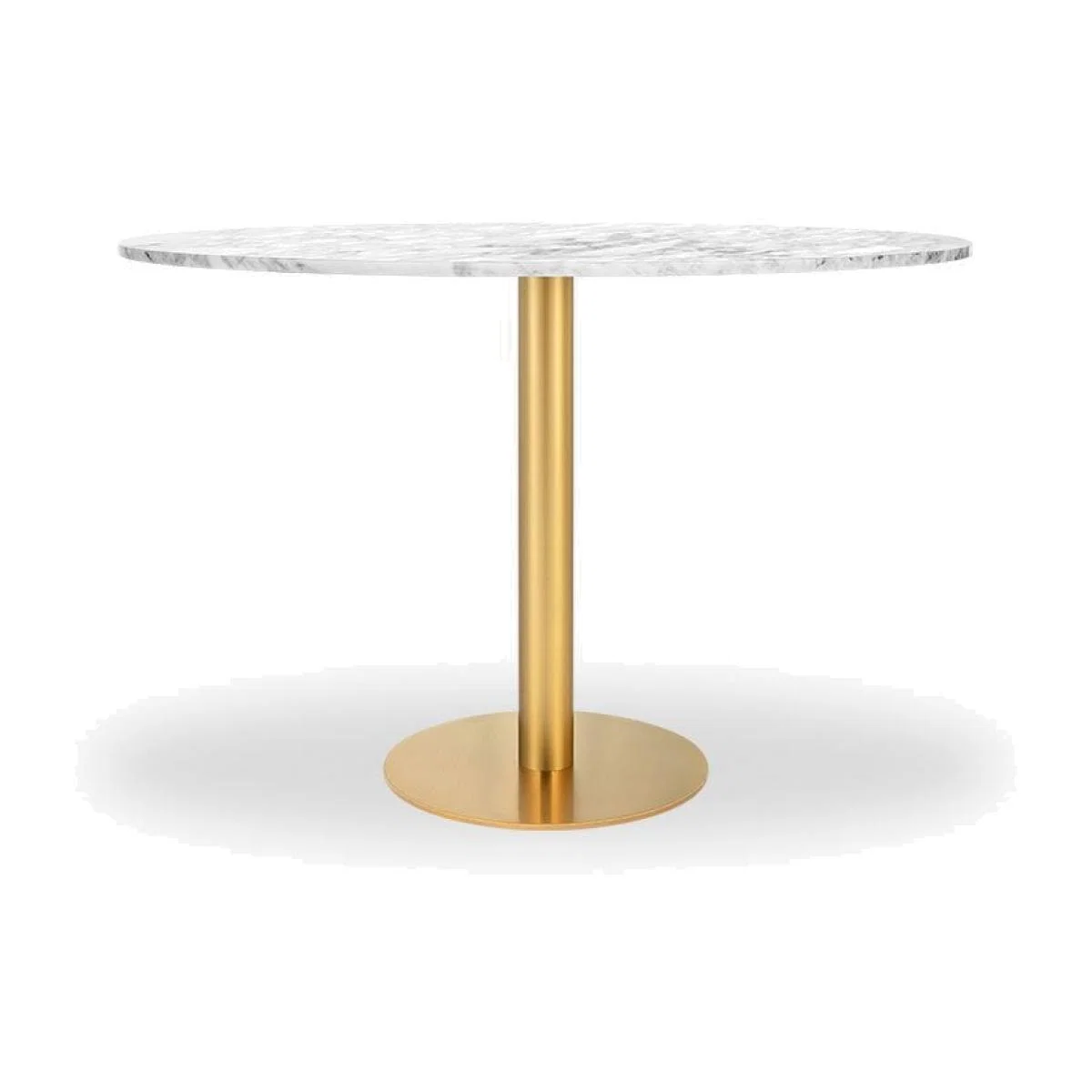Kingsbury 4 Seat Round Dining Table, White Marble & Brass Size: 120cm – image 1