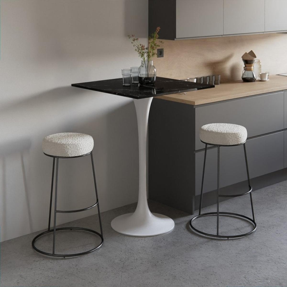 Fulham Square Bar Table, Black Marble & White Size: 70cm – image 3