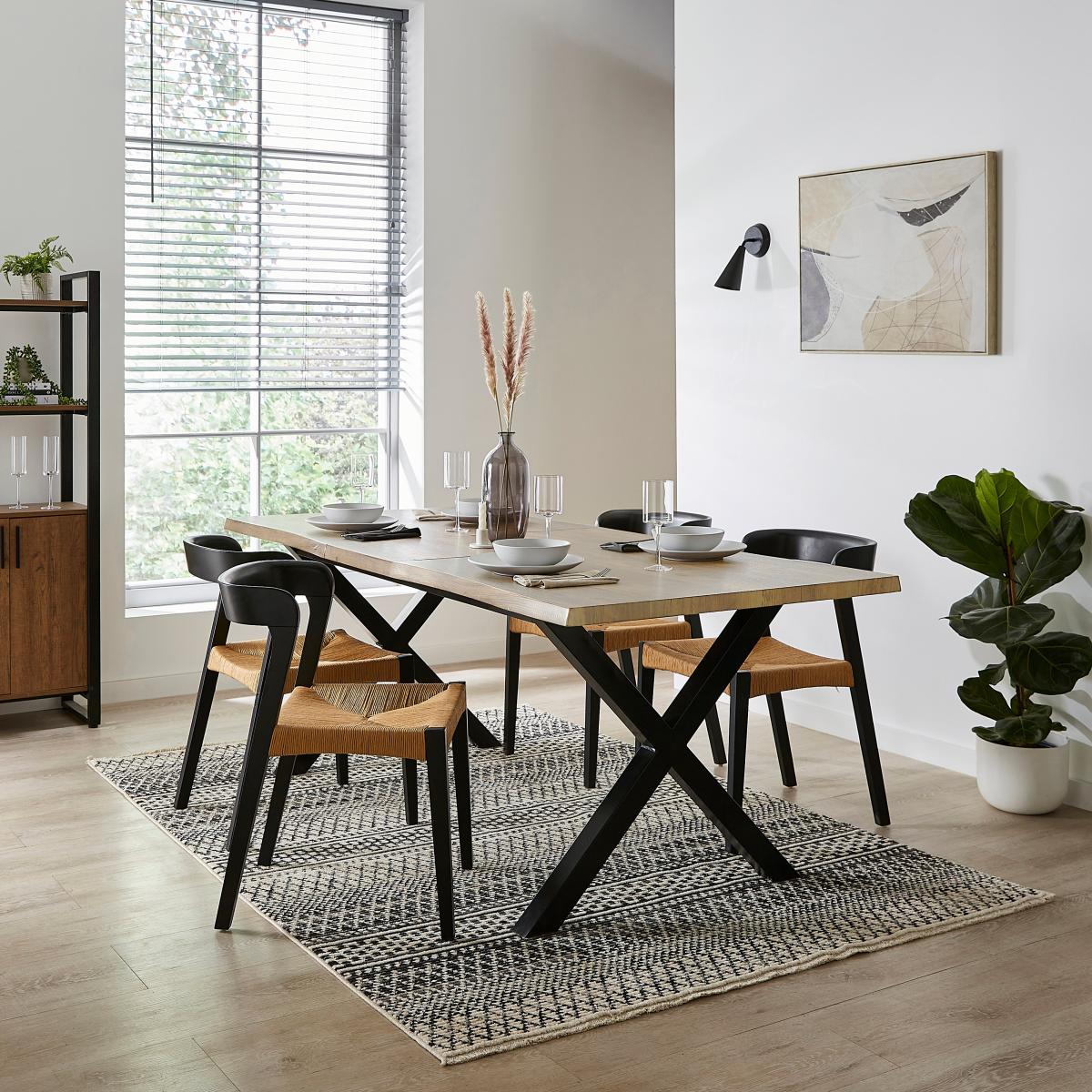 Ezra 4-6 Seater Rectangular Extendable Dining Table, 160-200cm Light Wood – image 2