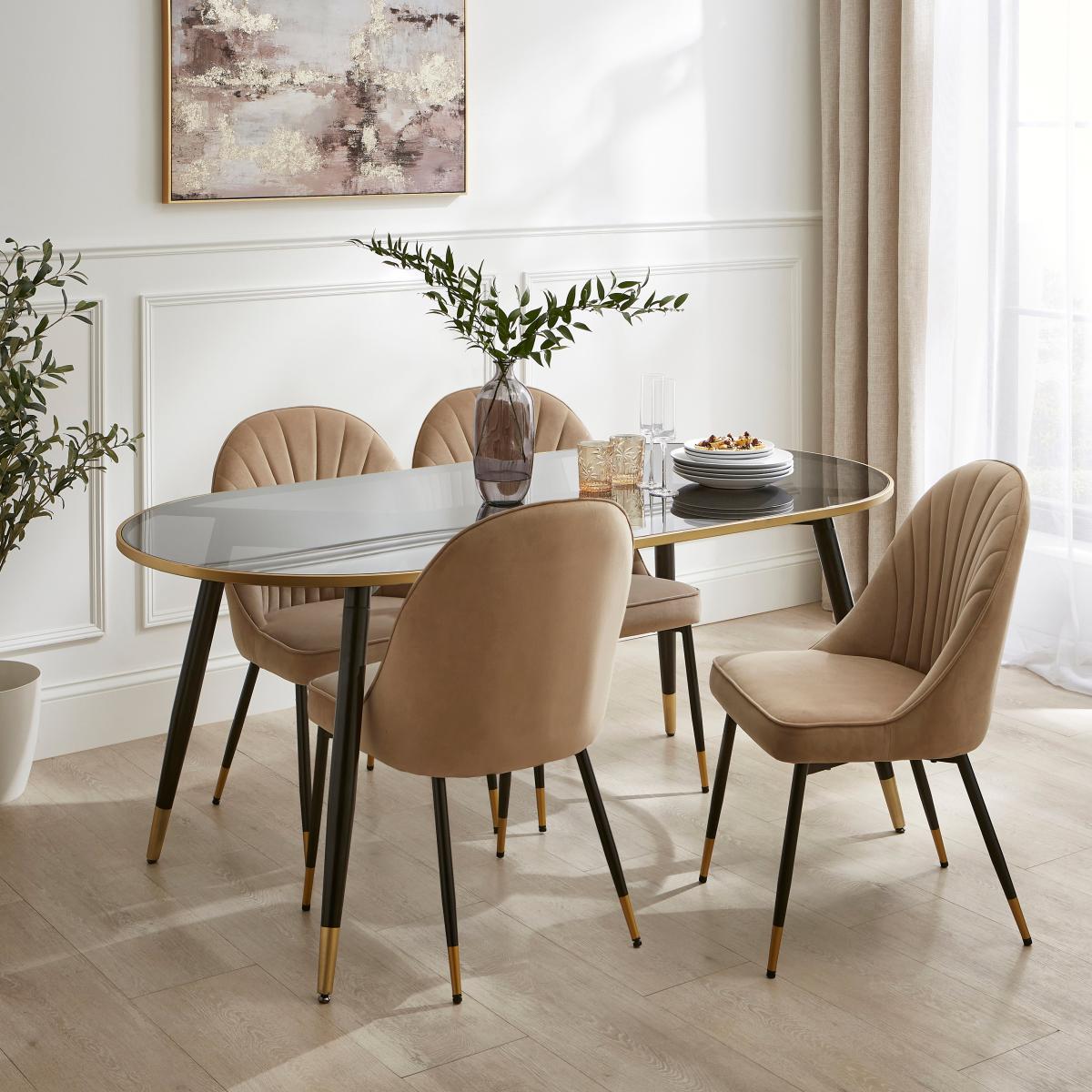 Sylvia Oval Dining Table, Black and Smoked Glass Black – image 2