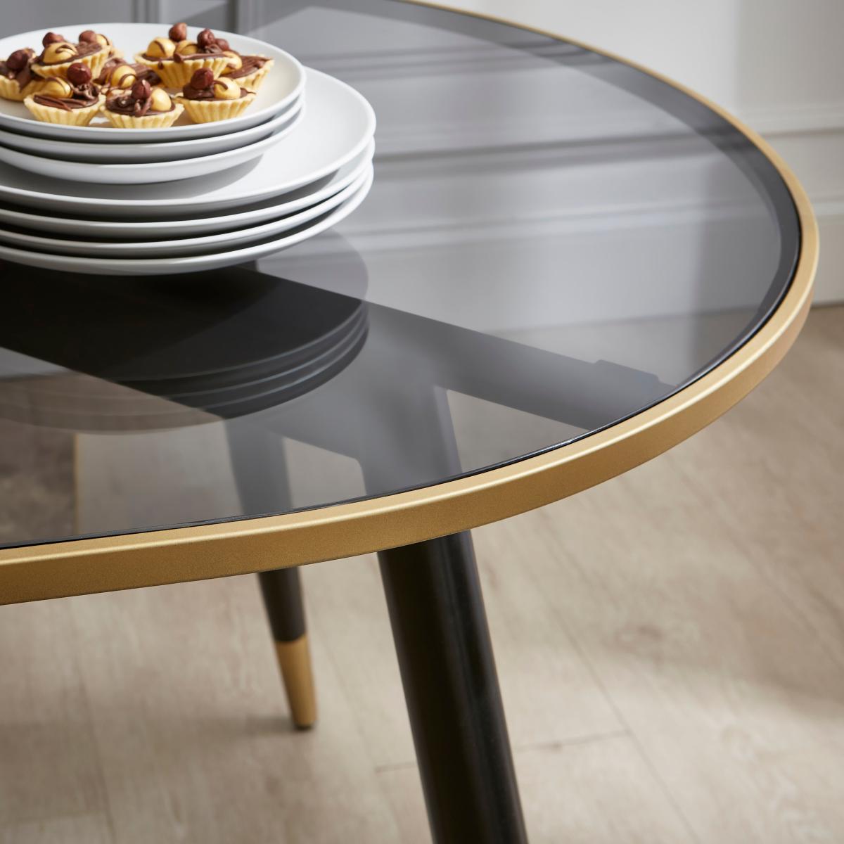 Sylvia Oval Dining Table, Black and Smoked Glass Black – image 3