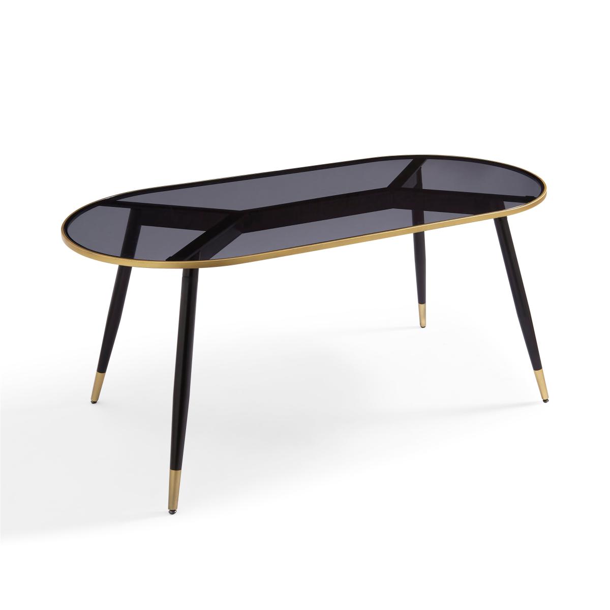 Sylvia Oval Dining Table, Black and Smoked Glass Black – image 5