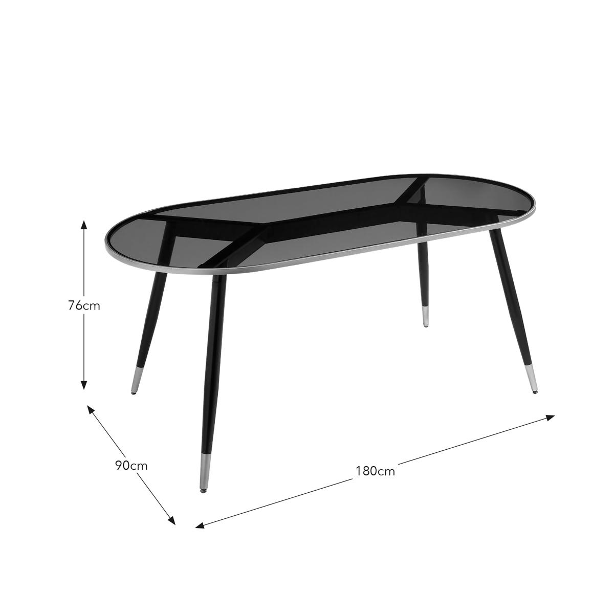 Sylvia Oval Dining Table, Black and Smoked Glass Black – image 6