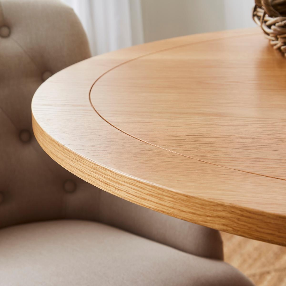 Xavi 4 Seater Round Dining Table, Oak – image 3