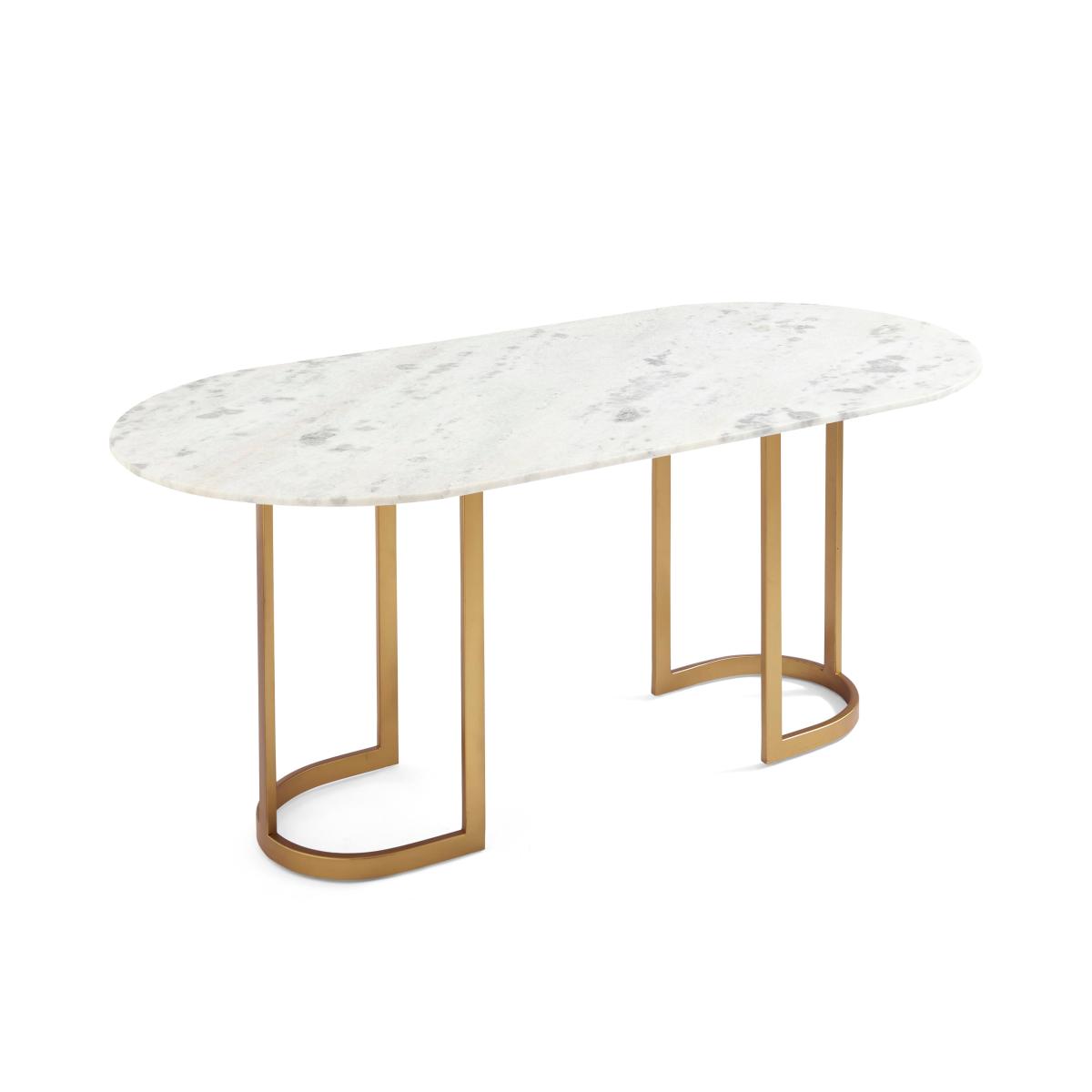 Sascha 6 Seater Oval Dining Table, Marble White – image 4
