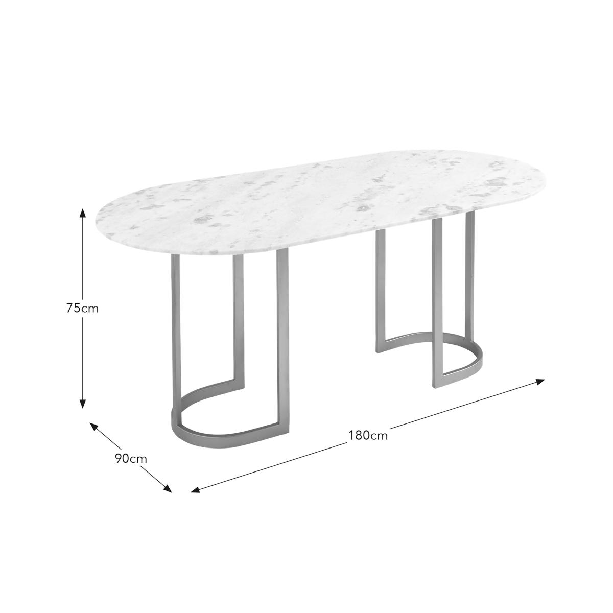 Sascha 6 Seater Oval Dining Table, Marble White – image 5