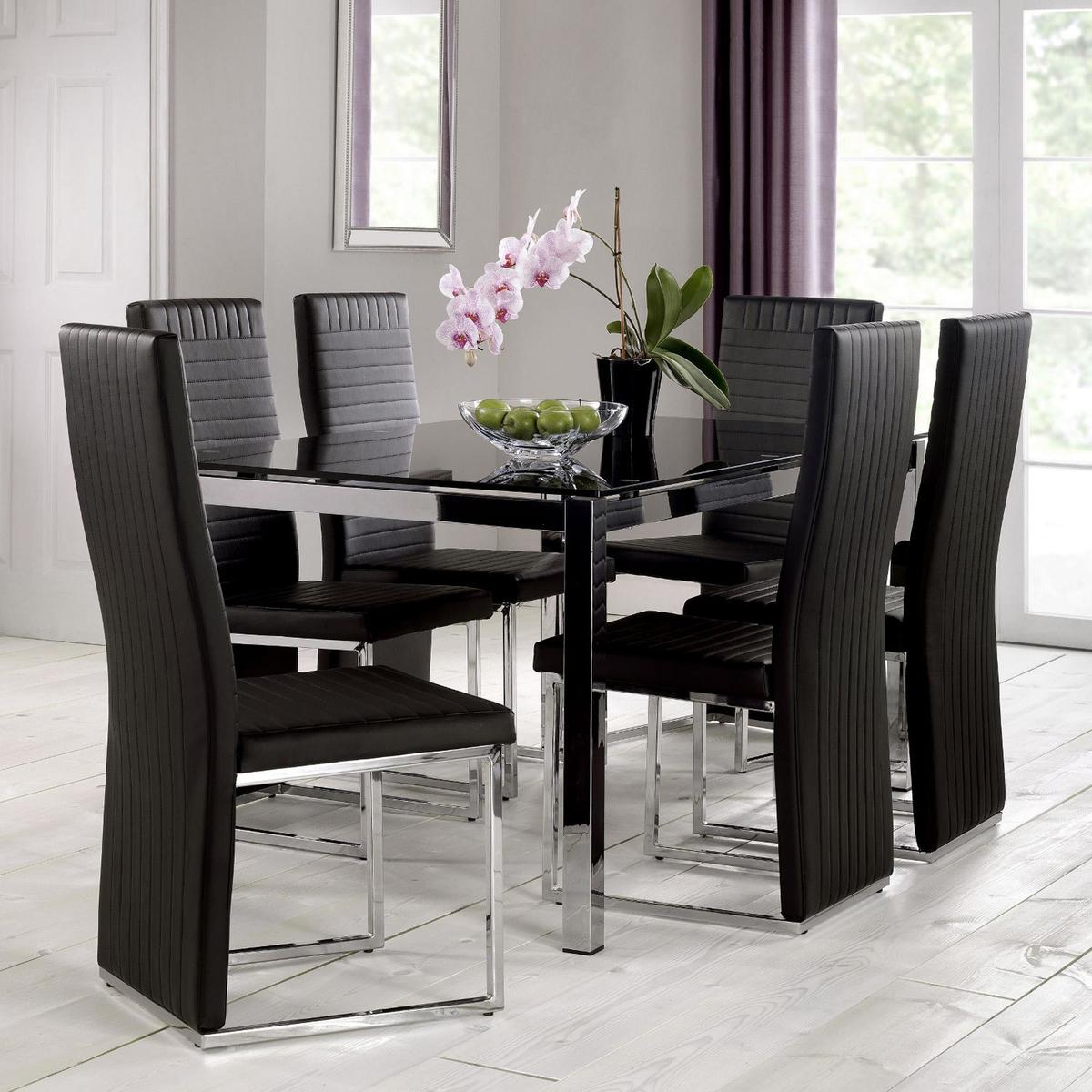 Tempo 160cm Glass Top Dining Table Black – image 4