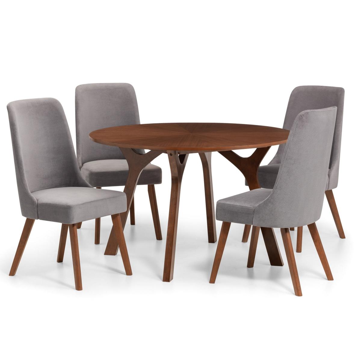 Huxley 4 Seater Round Dining Table, Walnut Walnut – image 6
